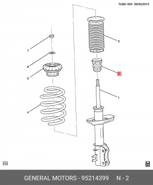 Отбойник амортизатора CHEVROLET Aveo (12-18) переднего (1шт.) OE 95214399 GENERAL MOTORS