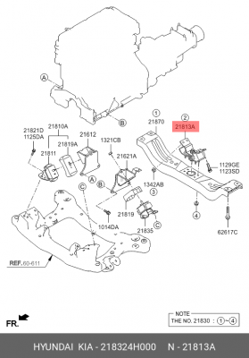 Опора двигателя HYUNDAI Starex H-1 (07-) задняя OE 218324H000 HYUNDAI KIA