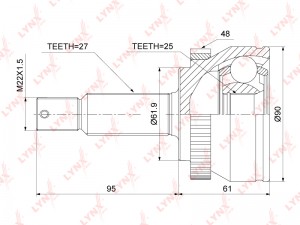 ШРУС наружный KIA Sportage(JE) 2.0-2.7 04 CO-3889A CO-3889A LYNXAUTO