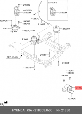 Опора двигателя HYUNDAI ix55 (07-) (3.8) левая OE 218303J600 HYUNDAI KIA