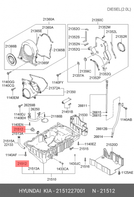 Пробка поддона двигателя 21512-27001 2151227001 HYUNDAI KIA