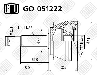 ШРУС наружный Daewoo Nexia 95-/Espero 95- SOHC GO051222 GO 051222 TRIALLI