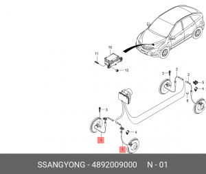 Датчик АБС SSANGYONG Actyon (06-),Kyron (05-),Actyon Sports (06-) колеса передне 4892009000 SSANG YONG