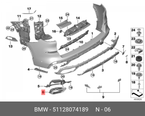 Накладка выхлопной трубы Л 51128074189 51128074189 BMW