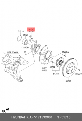 Кулак поворотный HYUNDAI Elantra (11-) левый OE 517153X001 HYUNDAI KIA