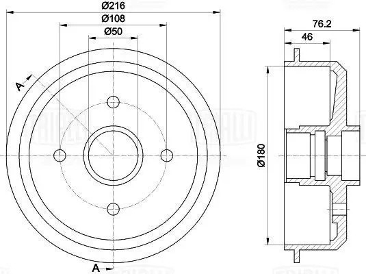 Барабан торм. Ford Fusion (02-) d=216 (TF 534505) TF 534505 TRIALLI