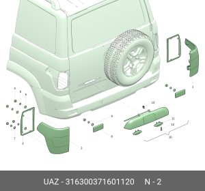 Фонарь задний УАЗ-3163 (14-) левый Н/О RIGHT POINT (ОАО УАЗ) 316300371601120 UAZ UAZ
