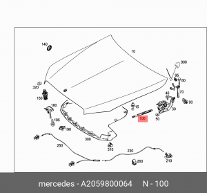 Амортизатор MERCEDES C (W205) капота OE A2059800064 MERCEDES BENZ
