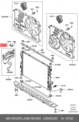 Крышка радиатора LAND ROVER Freelander 2 (06-10) ОЕ LR000243 LAND ROVER