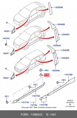 Пистон FORD Focus (04-) подкрылка переднего OE 1 388 632 FORD