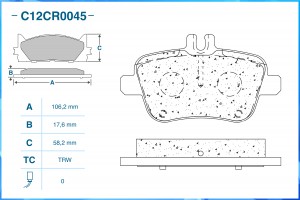 Тормозные колодки задние Low Metallic C12CR0045 C12CR0045 CWORKS