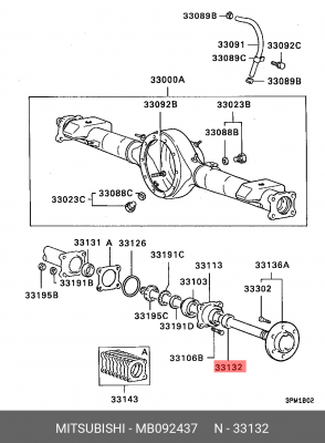 сальник полуоси задней! наружный\ Mitsubishi Galant/Lancer/L300/Pajero 2.0-2.5D  MB092437 MITSUBISHI