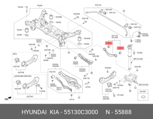 Сайлентблок KIA Optima (16-) рычага заднего верхнего OE 55130-C3000 HYUNDAI KIA
