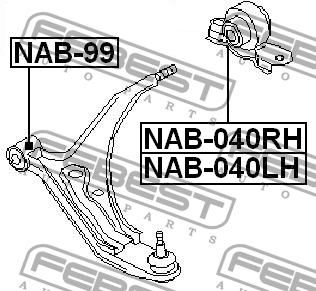 сайлентблок нижн. рычага зад. л.!\ Nissan Primera P11/WP11E all 96> NAB-040LH FEBEST