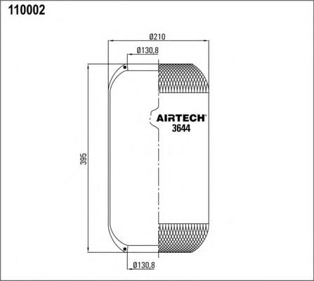 >>3644B пневмоподушка !цил 395-210-130.8/130.8 Omn BPW/Fruehauf/Kogel/MAN/Volvo/ 3644 AIRTECH