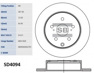 Диск тормозной Toyota RAV4 2.0/2.2D 06 SD4094 SD4094 SANGSIN