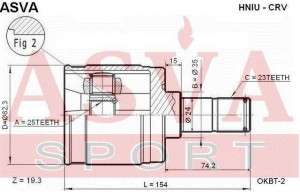 ШРУС ВНУТРЕННИЙ ЗАДНИЙ 25x35x23 (HONDA : CR-V 1996-2002 RD1/ [12] HNIUCRV HNIU-CRV ASVA