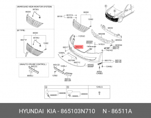Бампер передний Hyundai Equus 865103N710 HYUNDAI KIA