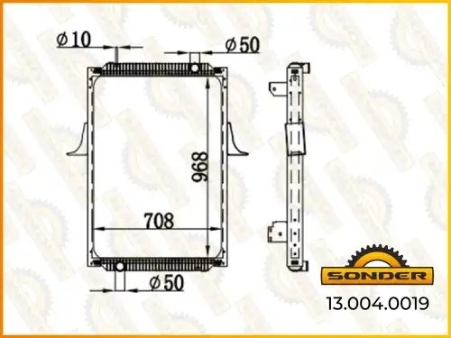 Радиатор охлаждения 968*689*48 RVI Premium (Nissens 67244A)(с рамкой) 130040019 SONDER