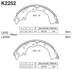 Колодки тормозные барабанные TOYOTA CROWN, LITEACE, ESTIMA K2252 K2252 MK KASHIYAMA