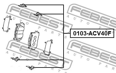 Монтажный комплект для дисковых колодок TOYOTA CAMRY 40 2006-2011 0103-ACV40F 0103-ACV40F FEBEST
