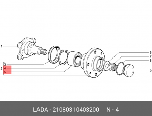Кольцо ВАЗ-2108 подшипника ступицы задней стопорное АвтоВАЗ 21080-3104032-00 LADA VAZ