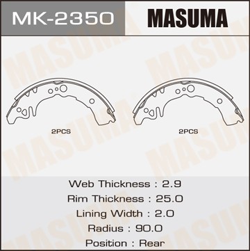 колодки барабанные\ Toyota Platz NCP12/SCP11 99> MK2350 MASUMA