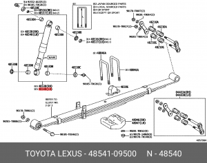 АМОРТИЗАТОР ЗАДНИЙ ЛЕВЫЙ HILUX 22- 48541-09500 48541-09500 TOYOTA
