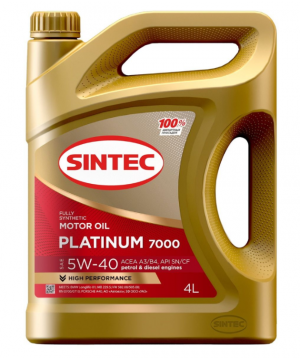 Масло моторное SINTEC Platinum 7000 SN/CF/A3/B4 5W40 синт.4л 600139 SINTEC
