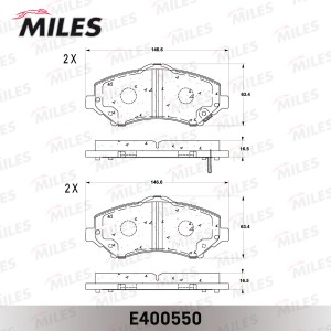 Колодки тормозные передние (Смесь Low-Metallic) CHRYSLER VOYAGER/JEEP CHEROKEE/W E400550 MILES