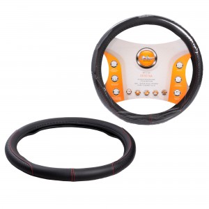 Оплетка на руль, искусст. кожа, с тиснением ромб , черная, красн. прошивка, 38 с AWS-LI-20M AIRLINE