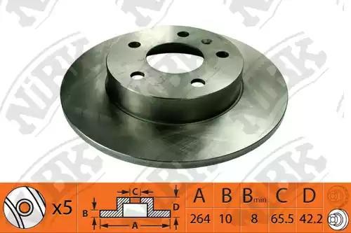 Диск тормозной OPEL ASTRA 98-/MERIVA 03-/ZAFIRA 99- задний RN1380 RN1380 NIBK
