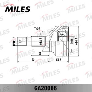 ШРУС наружный CITROEN C8/PEUGEOT 407/807 1.6-2.2 02- (GKN 304579) GA20066 GA20066 MILES
