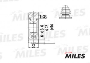 ШРУС внутренний AUDI 80/100/VW G2/G3/PASSAT 1.3-1.8 72-94 (GKN 301106) GA10004 GA10004 MILES