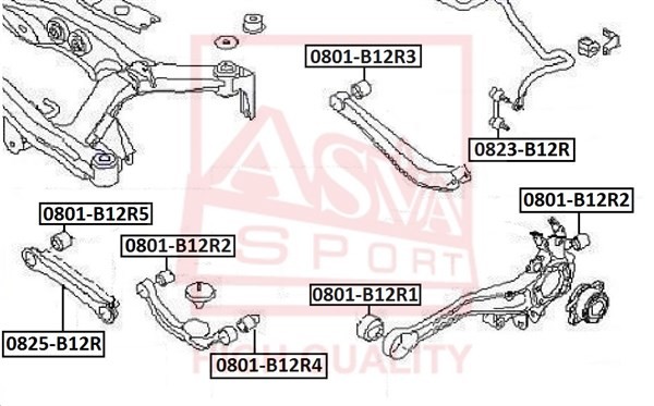 Рычаг независимой подвески колеса, подвеска колеса 0825B12R 0825-B12R ASVA