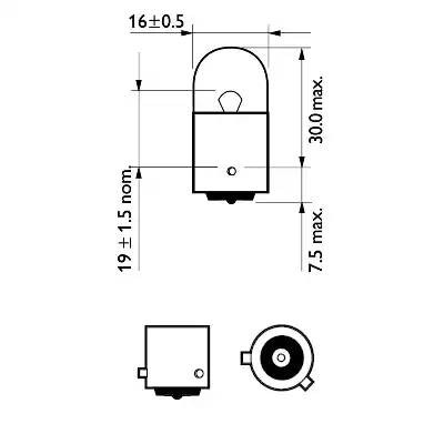 Лампа 12V R10W BA15s Yellow PHILIPS 12093NACP PHILIPS