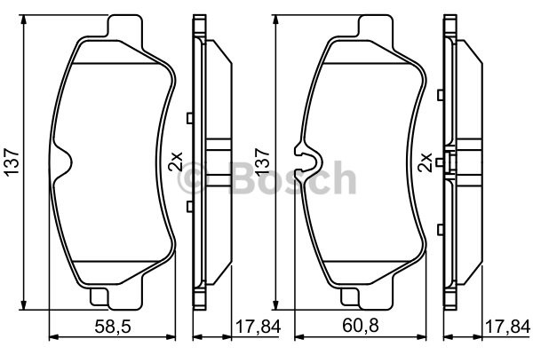 Колодки тормозные FORD Transit (14-) задние (4шт.) BOSCH 0986494796 BOSCH