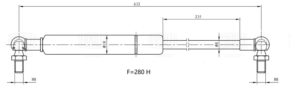 Упор газовый (амортизатор) Toyota Land Cruiser 200 (08-) (капота) (GS 1906) GS1906 TRIALLI