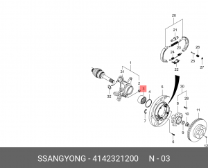 Подшипник ступицы SSANGYONG Kyron (05-),Rexton (06-),Stavic (13-) задней (multi- 4142321200 SSANG YONG