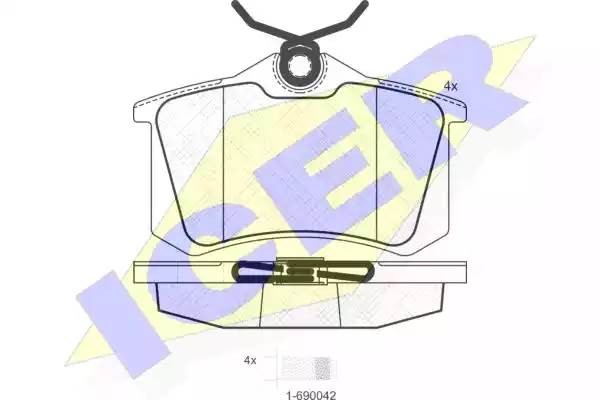 180697-700 колодки дисковые задние !\ VW Golf/Passat, Ford Galaxy 1.4-3.0i/D 88> 180697700 ICER