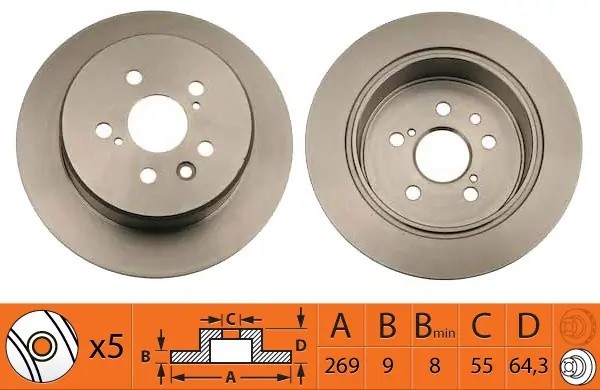 Диск тормозной задний TOYOTA CARINA E 2.0 92-97/CELICA 1.8 93-99 BR21148 BR21148 SB NAGAMOCHI
