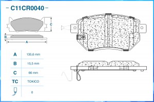 Колодки тормозные дисковые передние (Low Metallic) C11CR0040 CWORKS