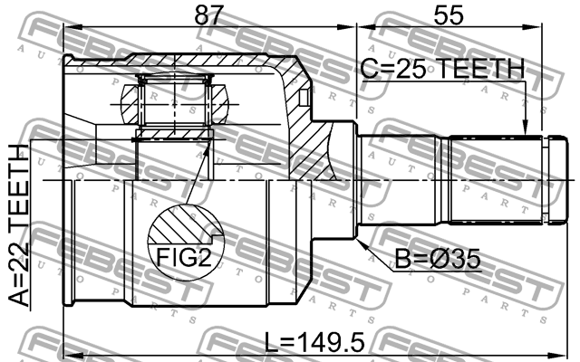 ШРУС внутренний задний 22x35x25 2211-SORR 2211-SORR FEBEST