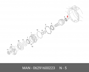 Пружинное стопорное кольцо A45 06291600223 MAN