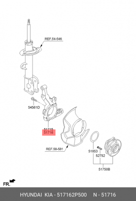 Кулак поворотный KIA Sorento (12-) правый OE 517162P500 HYUNDAI KIA