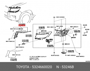 кронштейн фары левой!\ Toyota Land Cruiser Prado 150 17> 53246-60020 TOYOTA
