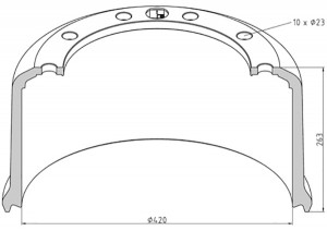 торм.барабан !420x200/210 H=263 d=290/335 n10x23 \BPW HZ/S 12010 046.635-00A PETERS ENNEPETAL