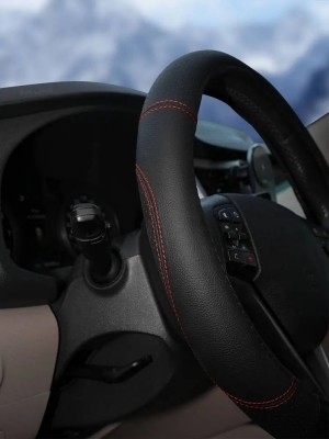 Оплетка на руль (M) AIRLINE экокожа перфорация  черная, красная прошивка /AIRLIN AWS-LI-19M AIRLINE