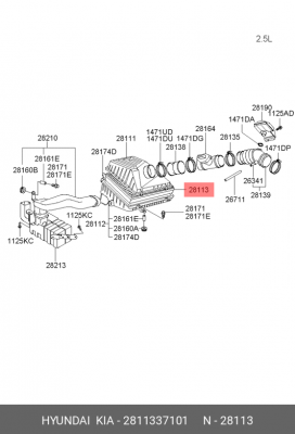 Фильтр воздушный HYUNDAI Sonata 4,5,Santa FE (01-) KIA Magentis,XG (2.5) OE 28113-37101 HYUNDAI KIA