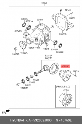 Дифференциал HYUNDAI ведущего моста OE 532002J000 HYUNDAI KIA